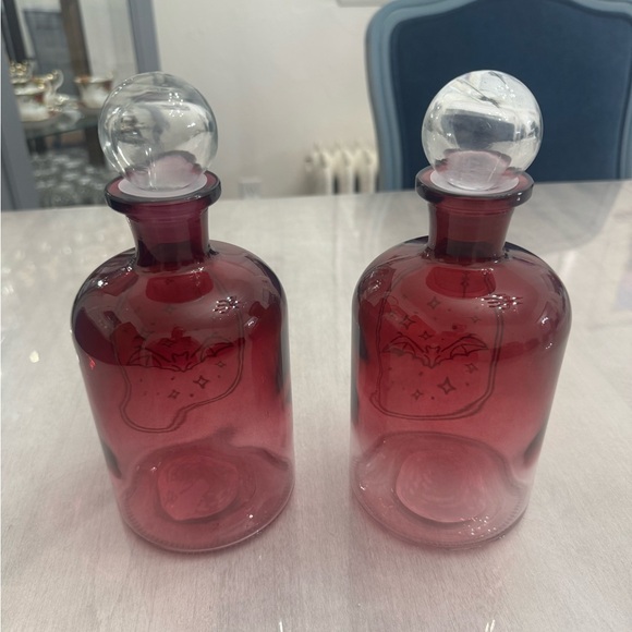 NWT Target Set of 2 Halloween Decor Ombré Bat Glass Apothecary Jars - Picture 3 of 4